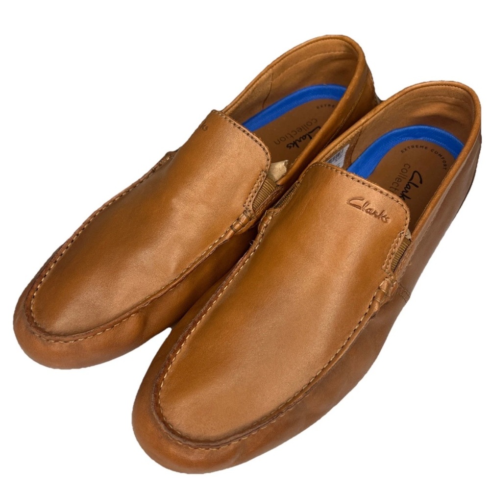 Clarks Driver Loafers Mens Size 12 Leather Markman Plain Driving Shoes Tan